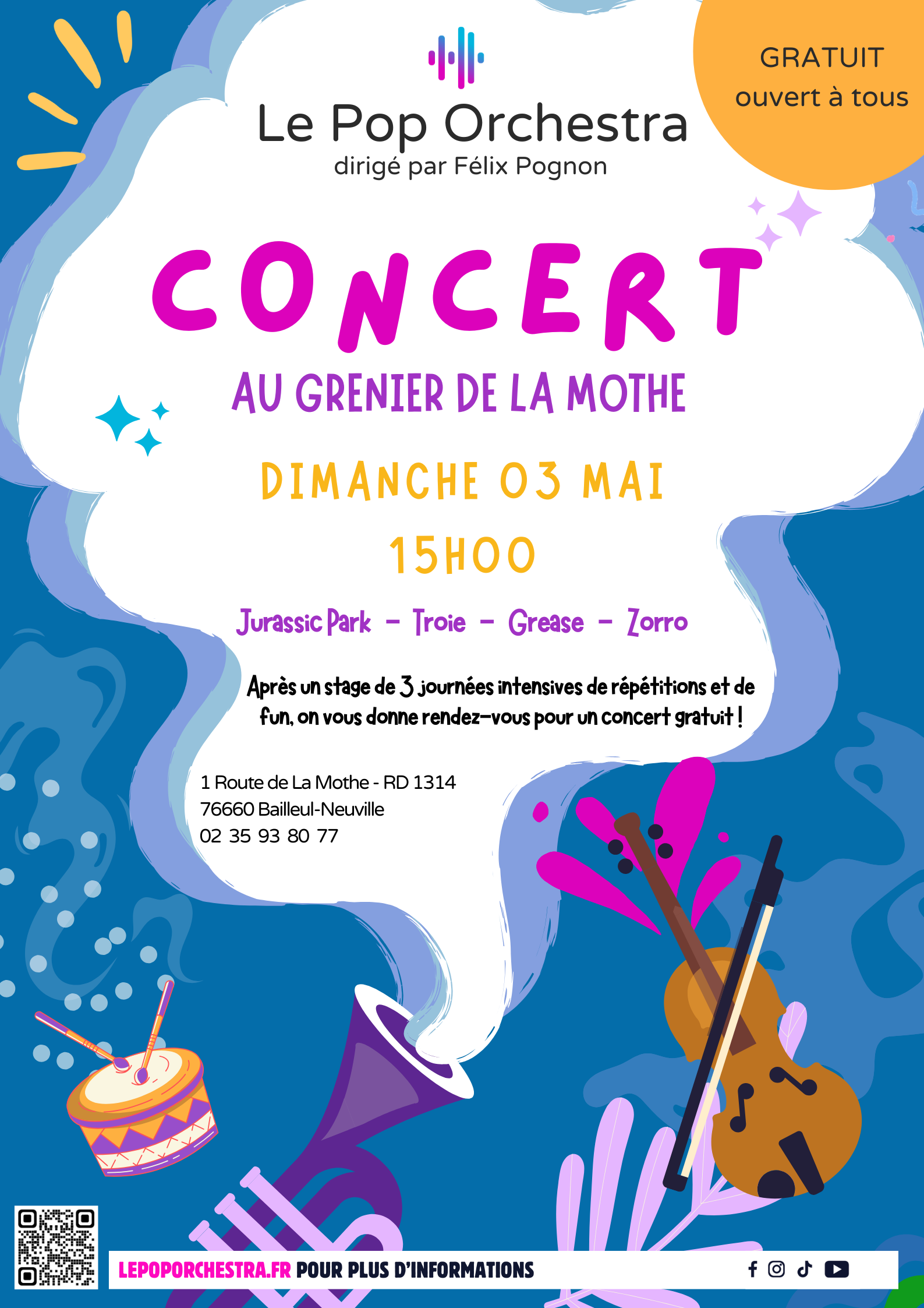 Concert du Pop Orchestra au Grenier de la Mothe